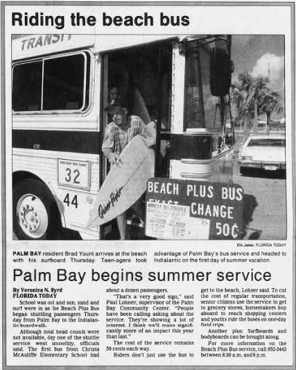 The Palm Bay Beach Bus headed to the coast