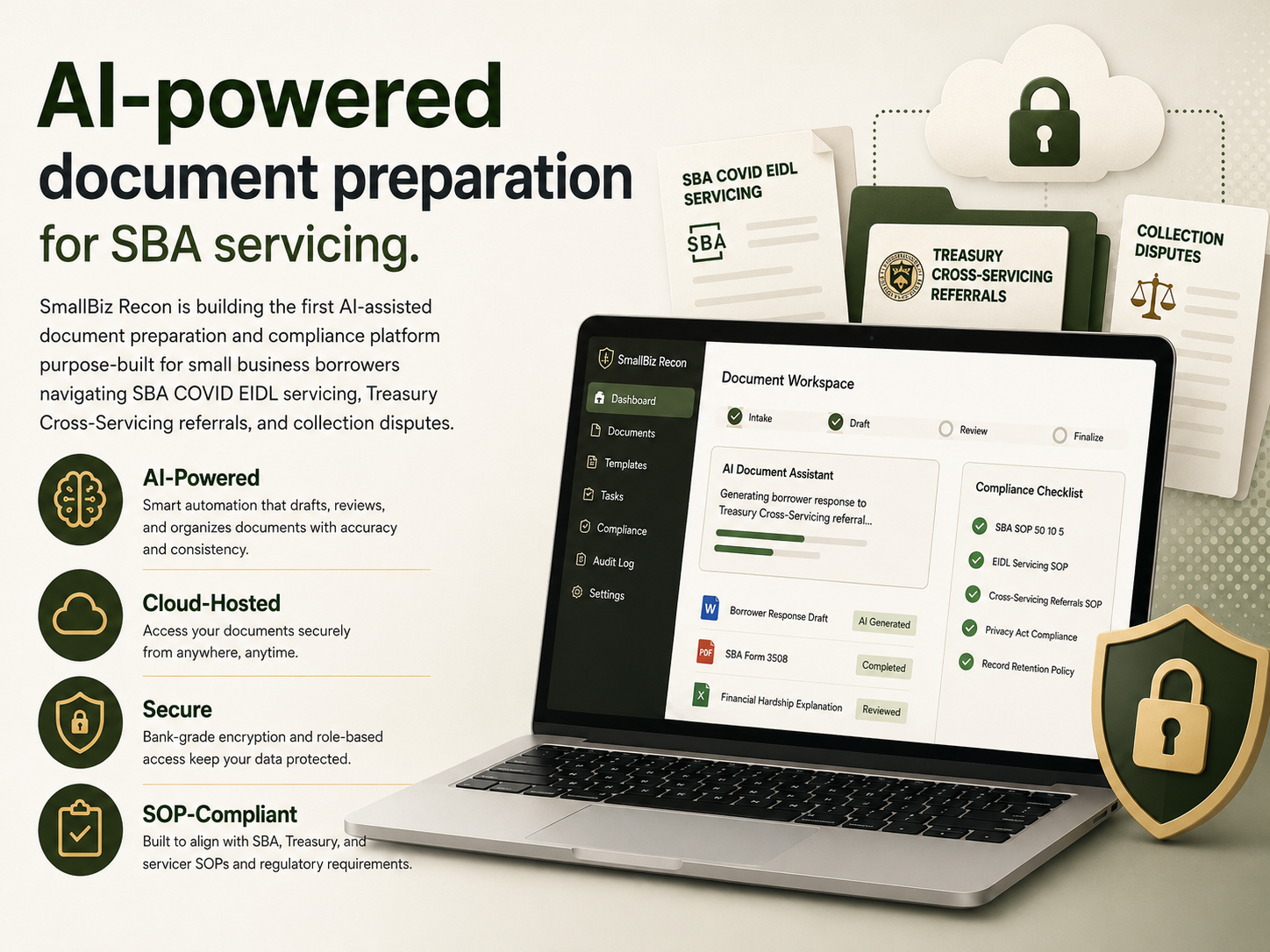 SmallBiz Recon platform interface